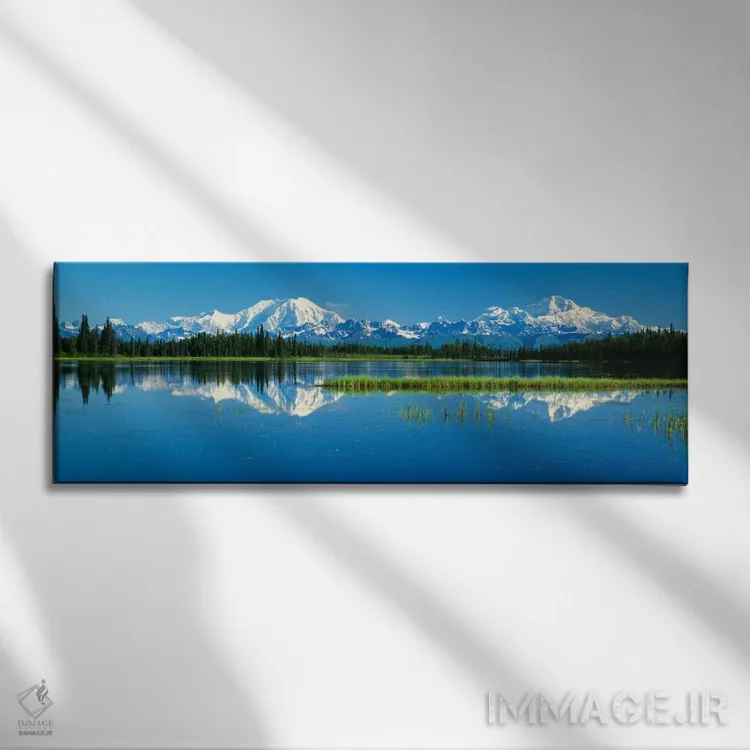 تابلو انعکاس کوهها در دریاچه، کوه فوراکر و کوه مککینلی، پارک ملی دنال، آلاسکا، ایالات متحده اثر پانورامیک ایمجز (استودیو عکاسی عریض) - نمای روبهرو روی دیوار