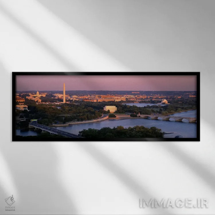 تابلو نمای هوایی، واشنگتن دی سی، منطقه کلمبیا، ایالات متحده اثر پانورامیک ایمجز (استودیو عکاسی عریض) - نمای قابدار مشکی
