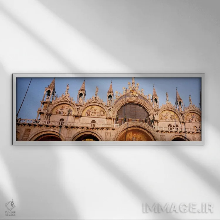 تابلو کلیسای جامع سان مارکو، ونیز، ایتالیا اثر پانورامیک ایمجز (استودیو عکاسی عریض) - نمای قابدار سفید