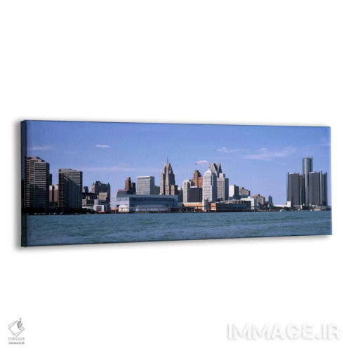 تابلو ساختمانها در کنار آب، دیترویت، شهرستان وین، میشیگان، ایالات متحده اثر پانورامیک ایمجز (استودیو عکاسی عریض) - نمای پرسپکتیو محصول