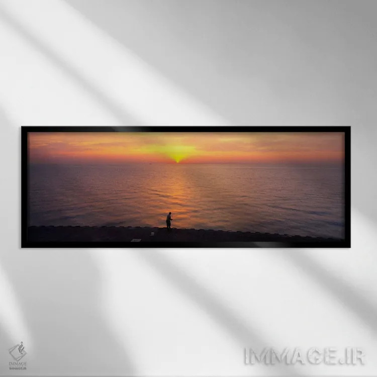 تابلو غروب بر فراز دریاچه، دریاچه میشیگان، شیکاگو، شهرستان کوک، ایلینوی، ایالات متحده اثر پانورامیک ایمجز (استودیو عکاسی عریض) - نمای قابدار مشکی