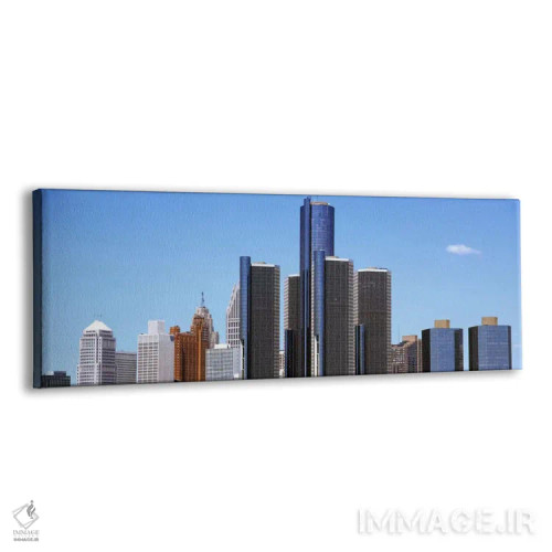 تابلو آسمانخراشها در یک شهر، دیترویت، شهرستان وین، میشیگان، ایالات متحده اثر پانورامیک ایمجز (استودیو عکاسی عریض) - نمای پرسپکتیو محصول