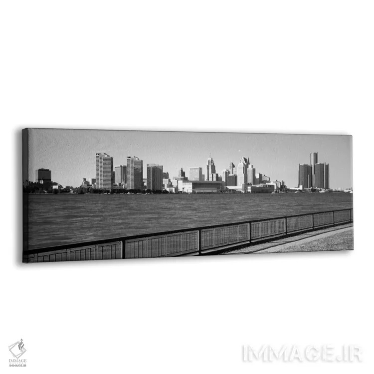 تابلو ساختمانها در کنار آب، دیترویت، شهرستان وین، میشیگان، ایالات متحده #۳ اثر پانورامیک ایمجز (استودیو عکاسی عریض) - نمای پرسپکتیو محصول