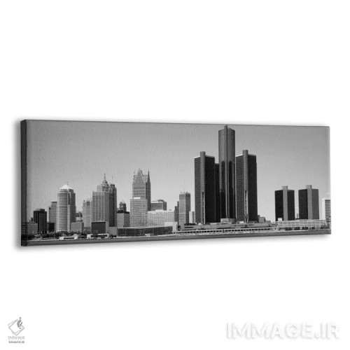 تابلو آسمانخراشها در شهر، دیترویت، میشیگان، ایالات متحده اثر پانورامیک ایمجز (استودیو عکاسی عریض) - نمای پرسپکتیو محصول
