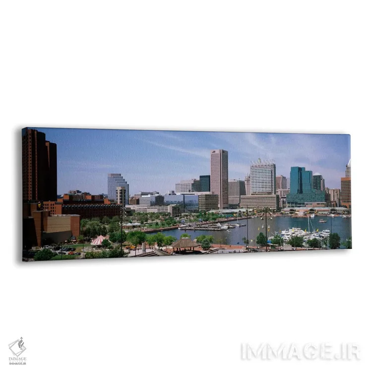 تابلو ایالات متحده، مریلند، بالتیمور، نمای بالا از بندر داخلی اثر پانورامیک ایمجز (استودیو عکاسی عریض) - نمای پرسپکتیو محصول
