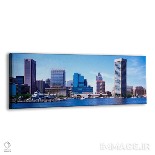 تابلو ایالات متحده، مریلند، بالتیمور، آسمانخراشها در امتداد بندر داخلی اثر پانورامیک ایمجز (استودیو عکاسی عریض) - نمای پرسپکتیو محصول