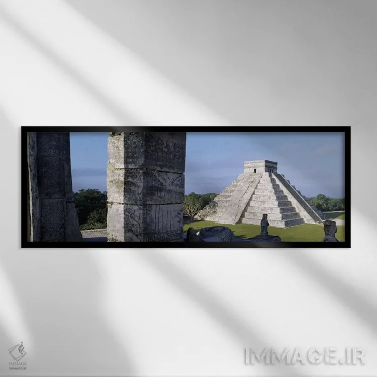 تابلو ال کاستیلو (معبد کوکولکان)، چچن ایتزا، یوکاتان، مکزیک اثر پانورامیک ایمجز (استودیو عکاسی عریض) - نمای قابدار مشکی