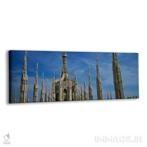 تابلو نمای بیرونی یک کلیسای جامع، پیازا دل دوئومو، میلان، ایتالیا اثر پانورامیک ایمجز (استودیو عکاسی عریض) - نمای پرسپکتیو محصول