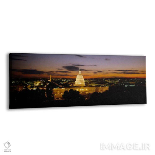 تابلو ساختمان دولتی روشنشده در شب، ساختمان کنگره ایالات متحده، واشنگتن دی سی، ایالات متحده اثر پانورامیک ایمجز (استودیو عکاسی عریض) - نمای پرسپکتیو محصول