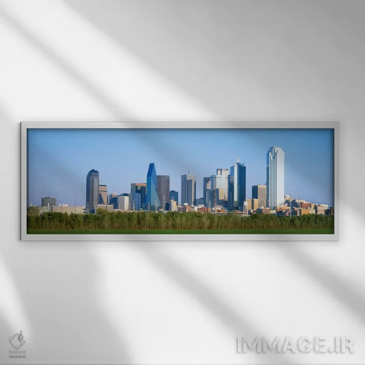 تابلو خط آسمان دالاس، تگزاس، ایالات متحده اثر پانورامیک ایمجز (استودیو عکاسی عریض) - نمای قابدار سفید