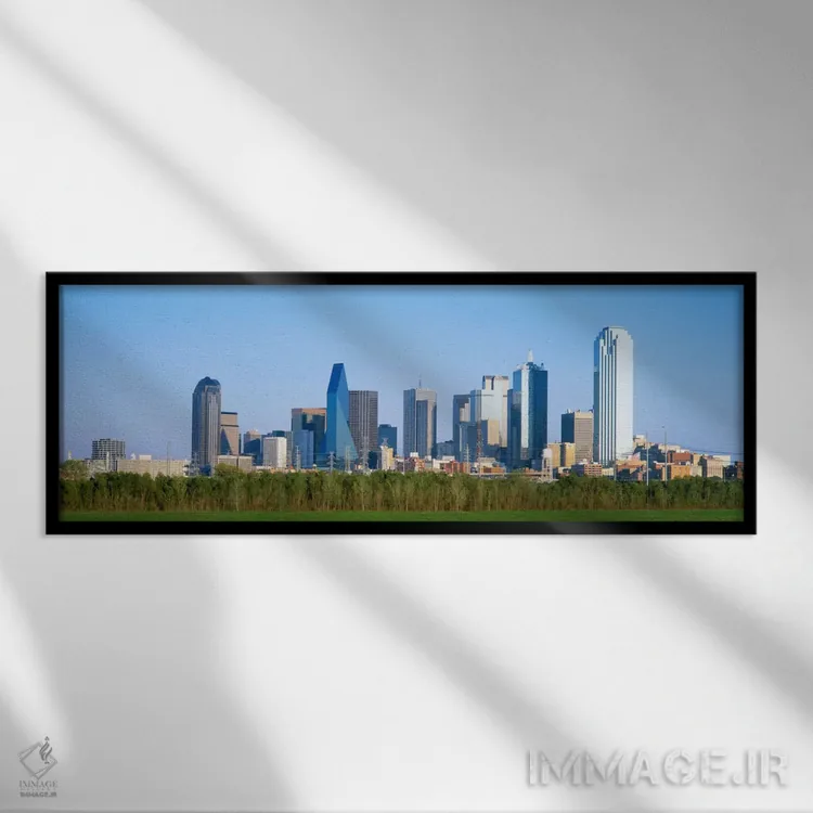 تابلو خط آسمان دالاس، تگزاس، ایالات متحده اثر پانورامیک ایمجز (استودیو عکاسی عریض) - نمای قابدار مشکی