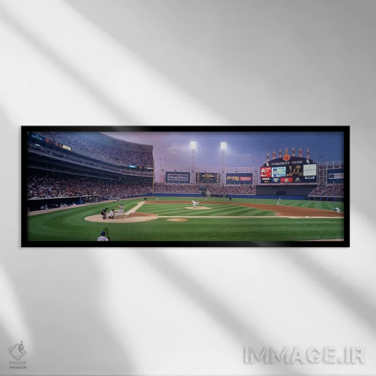تابلو ایالات متحده، ایلینوی، شیکاگو، وایت سوکس، بیسبال اثر پانورامیک ایمجز (استودیو عکاسی عریض) - نمای قابدار مشکی