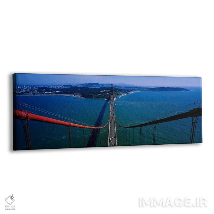 تابلو نمای هوایی از ترافیک روی یک پل، پل گلدن گیت، سانفرانسیسکو، کالیفرنیا، ایالات متحده اثر پانورامیک ایمجز (استودیو عکاسی عریض) - نمای پرسپکتیو محصول