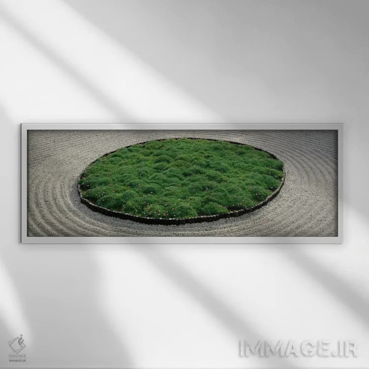 تابلو نمای بالا از یک باغ ژاپنی، پورتلند، اورگان، ایالات متحده اثر پانورامیک ایمجز (استودیو عکاسی عریض) - نمای قابدار سفید