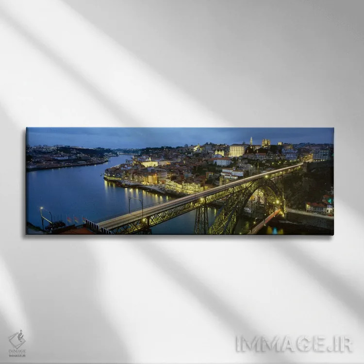 تابلو پل دوم لوییس اول در شب، پورتو، پرتغال اثر پانورامیک ایمجز (استودیو عکاسی عریض) - نمای روبهرو روی دیوار