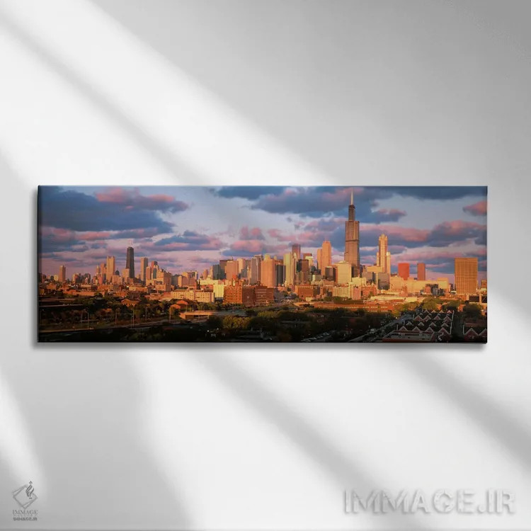 تابلو چشمانداز شهری، روز، شیکاگو، ایلینوی، ایالات متحده آمریکا اثر پانورامیک ایمجز (استودیو عکاسی عریض) - نمای روبهرو روی دیوار