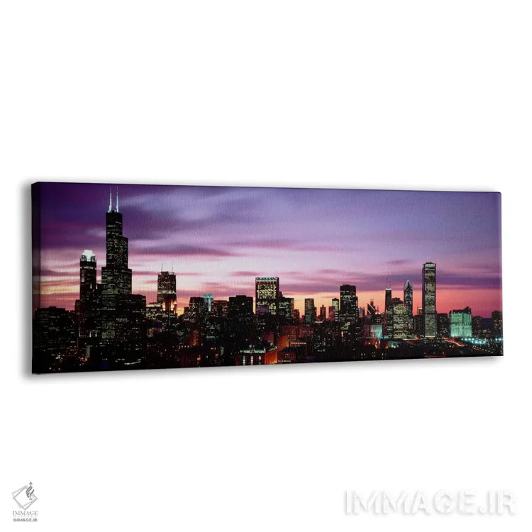 تابلو آسمانخراشها در غروب، شیکاگو، ایلینوی، ایالات متحده آمریکا اثر پانورامیک ایمجز (استودیو عکاسی عریض) - نمای پرسپکتیو محصول