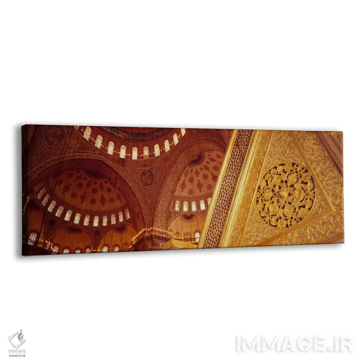 تابلو نمای پایین از سقف مسجد با کاشیهای ایونیک، مسجد آبی، استانبول، ترکیه اثر پانورامیک ایمجز (استودیو عکاسی عریض) - نمای پرسپکتیو محصول