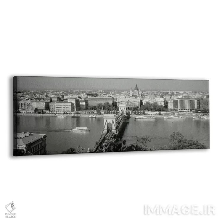 تابلو پل زنجیری روی رودخانه دانوب، بوداپست، مجارستان اثر پانورامیک ایمجز (استودیو عکاسی عریض) - نمای پرسپکتیو محصول