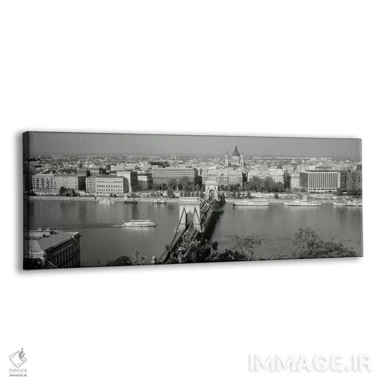 تابلو پل زنجیری روی رودخانه دانوب، بوداپست، مجارستان اثر پانورامیک ایمجز (استودیو عکاسی عریض) - نمای پرسپکتیو محصول