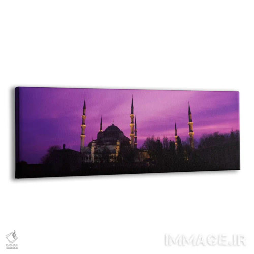 تابلو مسجد روشن شده در غروب، مسجد آبی، استانبول، ترکیه #۲ اثر پانورامیک ایمجز (استودیو عکاسی عریض) - نمای پرسپکتیو محصول