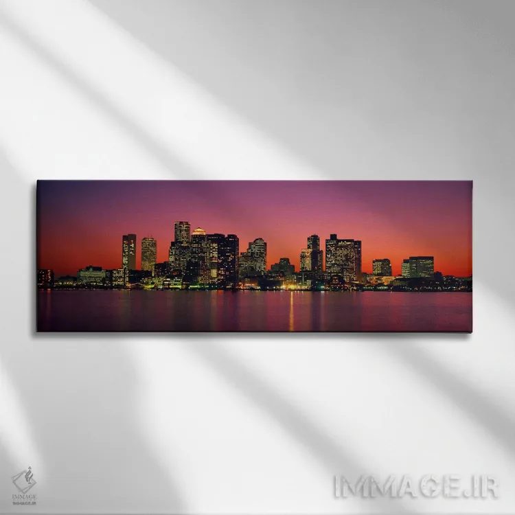 تابلو غروب خورشید، بوستون، ماساچوست، ایالات متحده آمریکا اثر پانورامیک ایمجز (استودیو عکاسی عریض) - نمای روبهرو روی دیوار