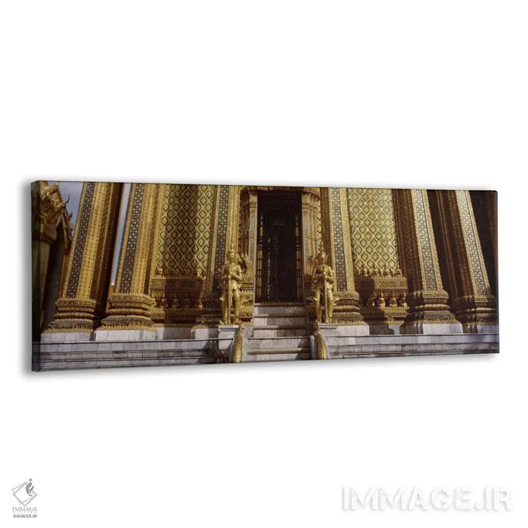 تابلو نمای پایین از مجسمهها در مقابل معبد، فراه موندوپ، کاخ بزرگ، بانکوک، تایلند اثر پانورامیک ایمجز (استودیو عکاسی عریض) - نمای پرسپکتیو محصول