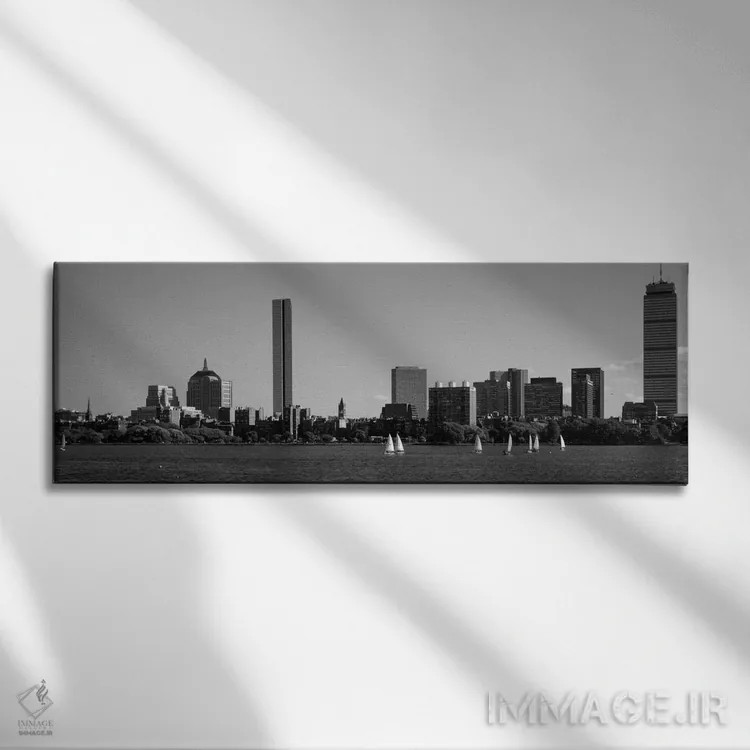 تابلو قایقهای بادبانی امآیتی، رودخانه چارلز، بوستون، ماساچوست، ایالات متحده آمریکا اثر پانورامیک ایمجز (استودیو عکاسی عریض) - نمای روبهرو روی دیوار