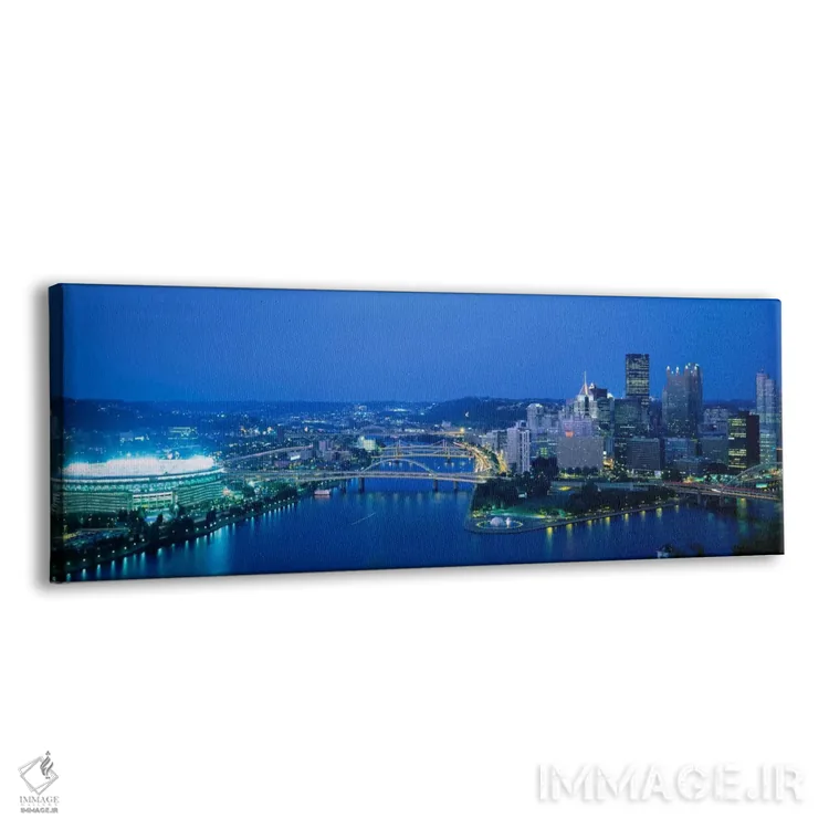 تابلو نمای بالا از استادیومی روشن شده در شب، استادیوم سه رودخانه، پیتسبورگ، پنسیلوانیا، ایالات متحده آمریکا اثر پانورامیک ایمجز (استودیو عکاسی عریض) - نمای پرسپکتیو محصول