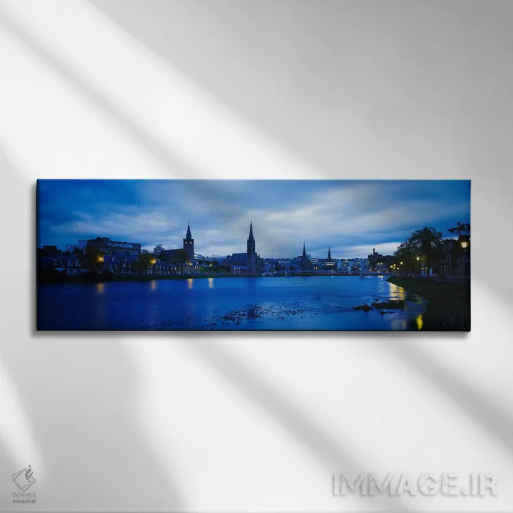 تابلو معماری کنار رودخانه، اینورنس، اسکاتلند، پادشاهی متحد اثر پانورامیک ایمجز (استودیو عکاسی عریض) - نمای روبهرو روی دیوار