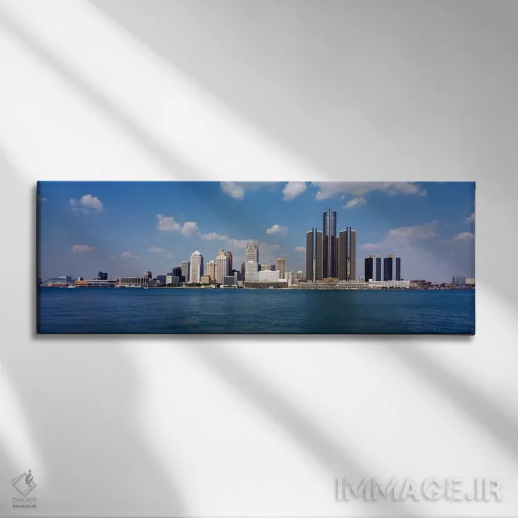 تابلو دیترویت، میشیگان، ایالات متحده آمریکا #۲ اثر پانورامیک ایمجز (استودیو عکاسی عریض) - نمای روبهرو روی دیوار