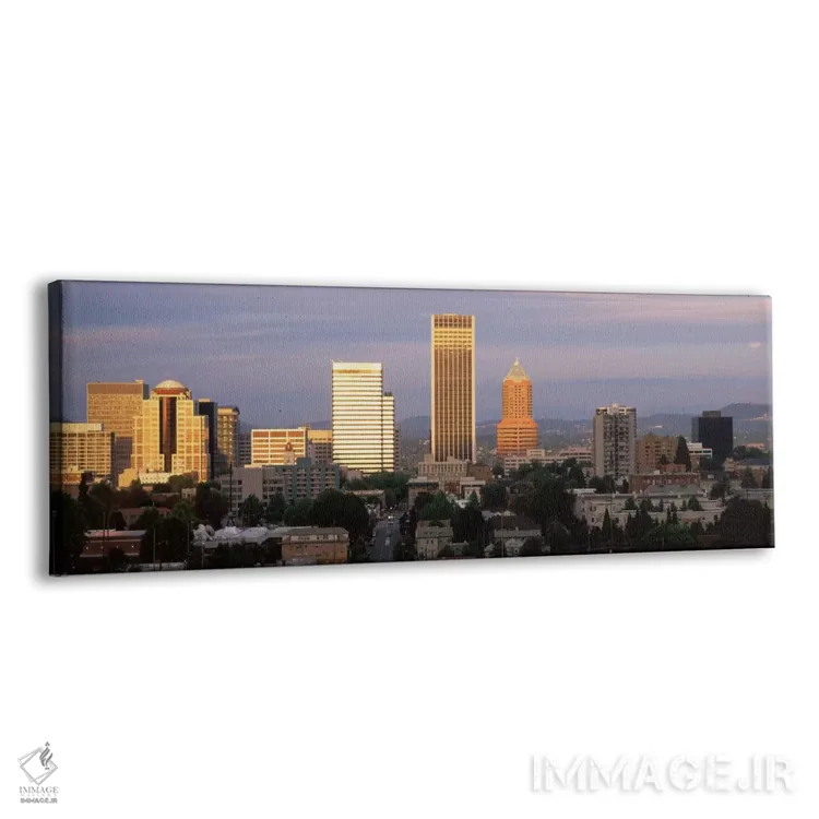 تابلو چشمانداز شهری در هنگام غروب، پورتلند، شهرستان مولتنومه، اورگان، ایالات متحده آمریکا اثر پانورامیک ایمجز (استودیو عکاسی عریض) - نمای پرسپکتیو محصول