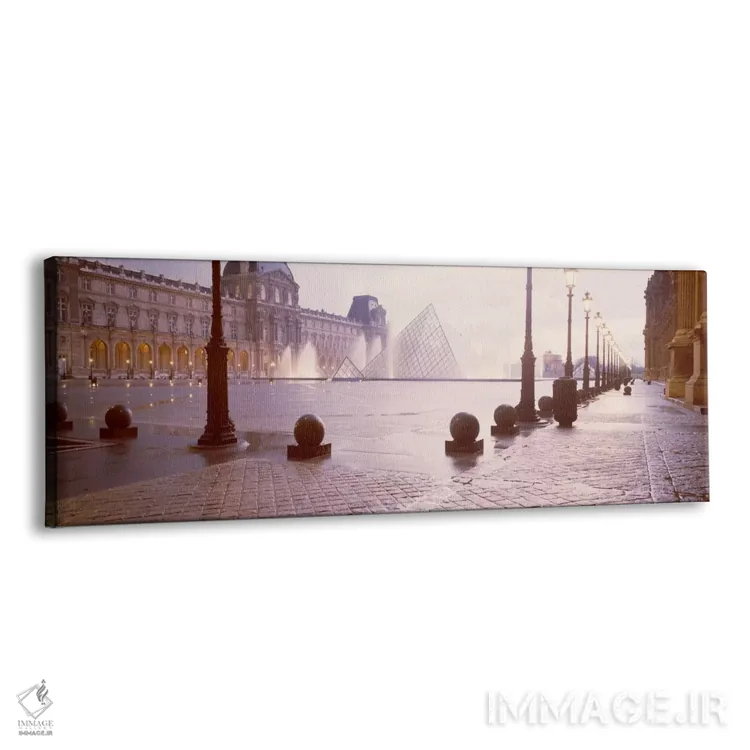 تابلو نمای مهآلود از هرم لوور، موزه لوور، پاریس، ایل-د-فرانس، فرانسه اثر پانورامیک ایمجز (استودیو عکاسی عریض) - نمای پرسپکتیو محصول