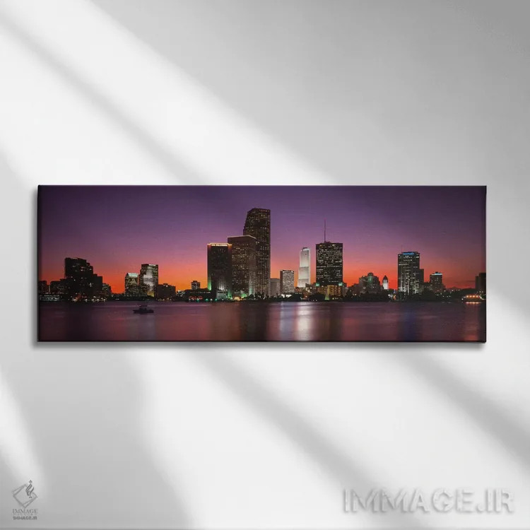 تابلو غروب خلیج بیسکاین، میامی، فلوریدا، ایالات متحده آمریکا اثر پانورامیک ایمجز (استودیو عکاسی عریض) - نمای روبهرو روی دیوار