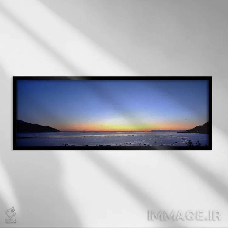 تابلو غروب خورشید بر فراز دریا، ترناگین آرم، خلیج کوک، نزدیک به آنکوریج، آلاسکا، ایالات متحده آمریکا اثر پانورامیک ایمجز (استودیو عکاسی عریض) - نمای قابدار مشکی