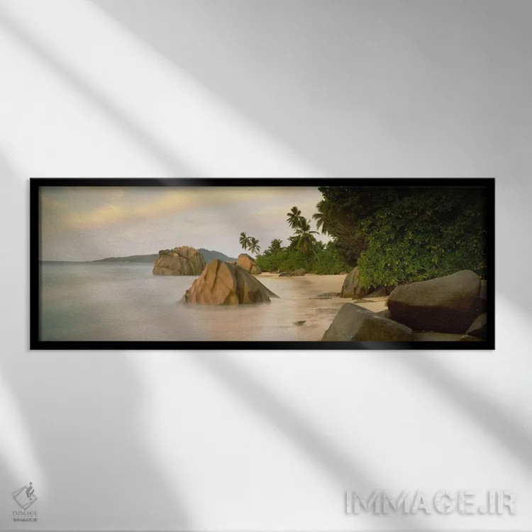 تابلو سنگها در ساحل، لا دیگو، سیشل اثر پانورامیک ایمجز (استودیو عکاسی عریض) - نمای قابدار مشکی