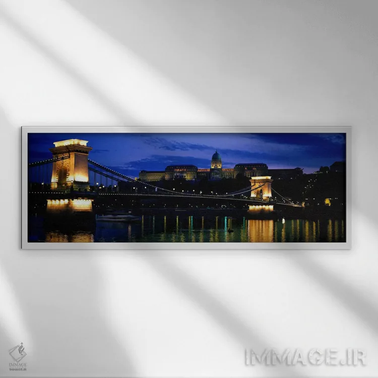 تابلو پل سچنی، قصر سلطنتی، بوداپست، مجارستان اثر پانورامیک ایمجز (استودیو عکاسی عریض) - نمای قابدار سفید