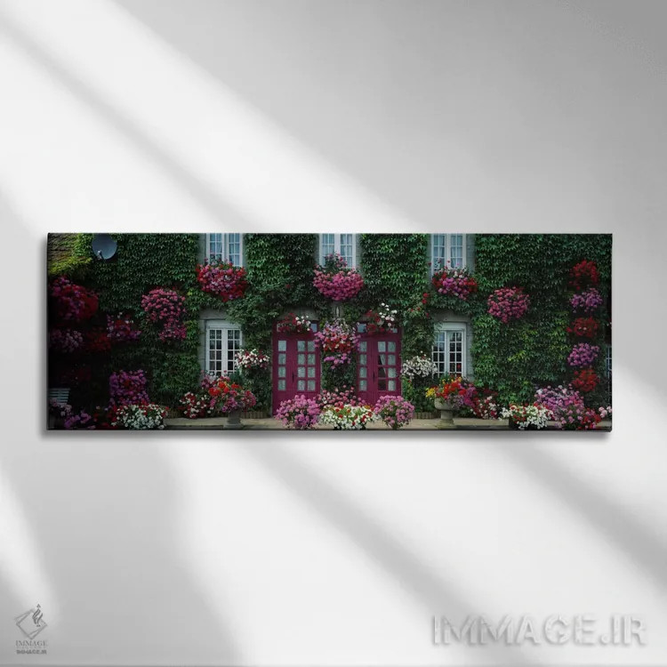 تابلو گلها در خانه برتونی، بریتانی، فرانسه اثر پانورامیک ایمجز (استودیو عکاسی عریض) - نمای روبهرو روی دیوار