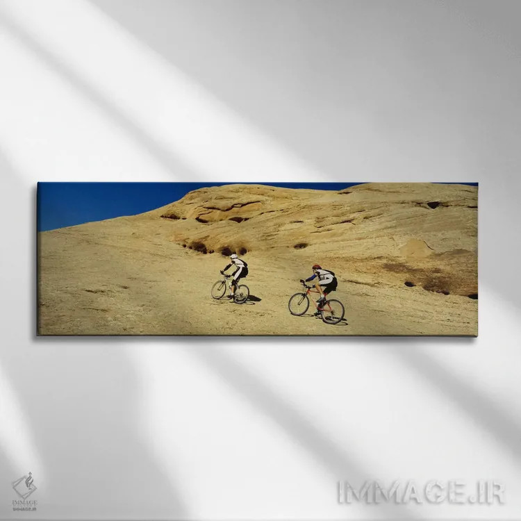 تابلو نمای جانبی دو مرد که در حال کوهنوردی در صخرهها هستند، تریل اسلیکراک، مواب، یوتا، آمریکا اثر پانورامیک ایمجز (استودیو عکاسی عریض) - نمای روبهرو روی دیوار