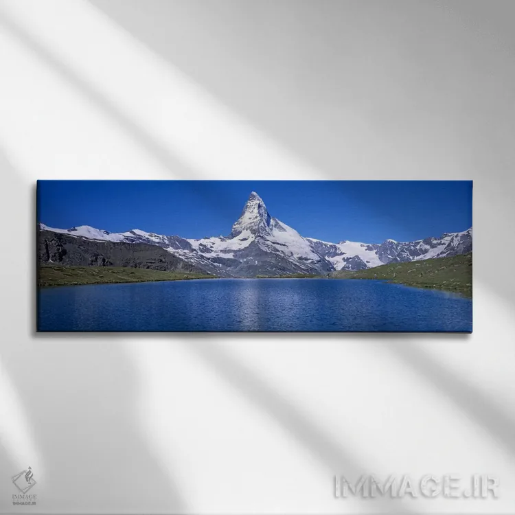 تابلو ماترهورن پوشیده از برف با ریفلسی در پیشزمینه، والایس، سوئیس اثر پانورامیک ایمجز (استودیو عکاسی عریض) - نمای روبهرو روی دیوار