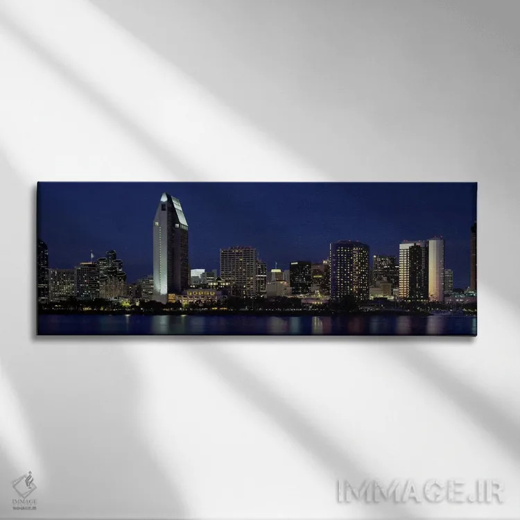 تابلو آسمانخراشها در یک شهر، سن دیگو، کالیفرنیا، آمریکا اثر پانورامیک ایمجز (استودیو عکاسی عریض) - نمای روبهرو روی دیوار