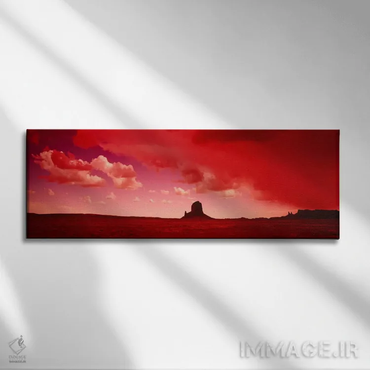 تابلو منظره بیابانی طوفانی با فیلتر قرمز، یوتا، آمریکا اثر پانورامیک ایمجز (استودیو عکاسی عریض) - نمای روبهرو روی دیوار