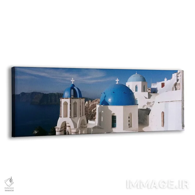 تابلو نمای زاویه بالا از یک کلیسا، کلیسای آناستاسیوس، فیرات، سانتورینی، یونان اثر پانورامیک ایمجز (استودیو عکاسی عریض) - نمای پرسپکتیو محصول