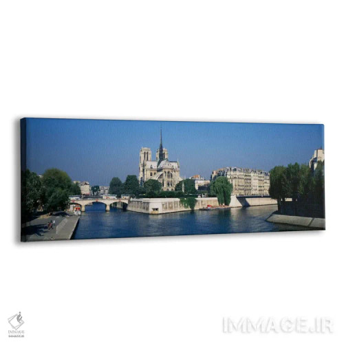 تابلو کلیسا در کنار رودخانه، کلیسای نوتردام، رودخانه سن، پاریس، فرانسه اثر پانورامیک ایمجز (استودیو عکاسی عریض) - نمای پرسپکتیو محصول