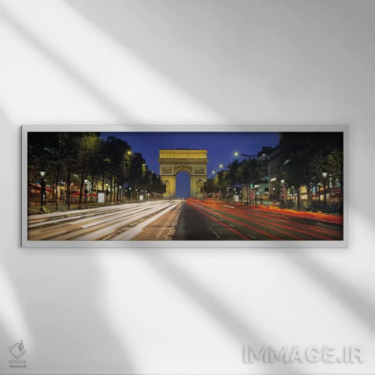 تابلو آرک دترایامف، پاریس، ایل-دو-فرانس، فرانسه اثر پانورامیک ایمجز (استودیو عکاسی عریض) - نمای قابدار سفید
