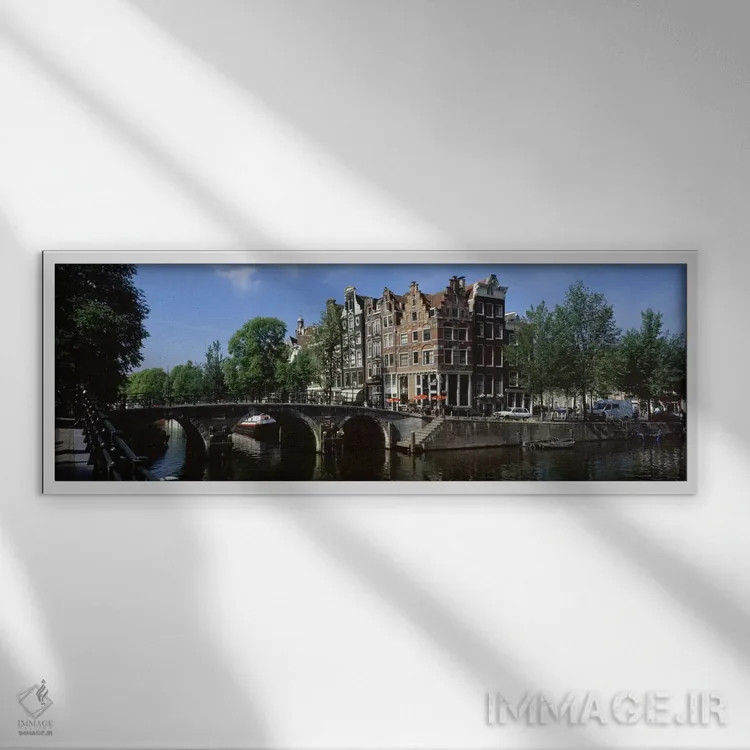 تابلو لکرسلویس (پل بزرگ)، یوردان، آمستردام، هلند اثر پانورامیک ایمجز (استودیو عکاسی عریض) - نمای قابدار سفید