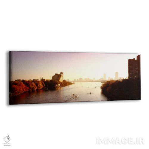 تابلو "قایقها در رودخانه با نمای شهری در پسزمینه، رقابتهای هدل چارلز، رودخانه چارلز، بوستون، ماساچوست، ایالات متحده آمریکا" اثر پانورامیک ایمجز (استودیو عکاسی عریض) - نمای پرسپکتیو محصول