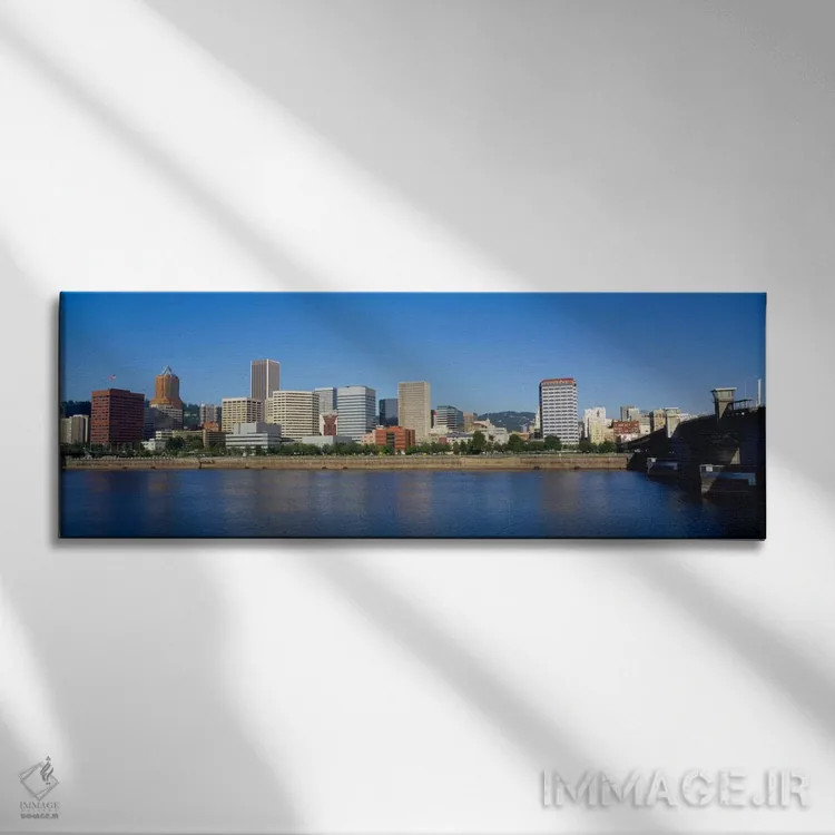 تابلو "ساختمانها در کنار ساحل، پورتلند، اورگن، ایالات متحده آمریکا" اثر پانورامیک ایمجز (استودیو عکاسی عریض) - نمای روبهرو روی دیوار