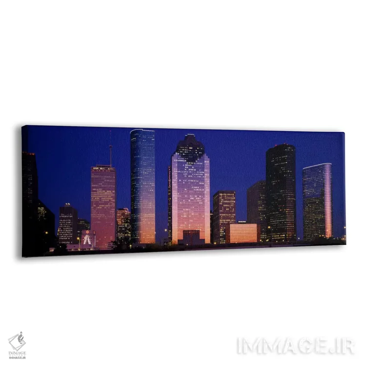 تابلو "آسمانخراشها که در شب روشن شدهاند، هیوستون، تگزاس، ایالات متحده آمریکا" اثر پانورامیک ایمجز (استودیو عکاسی عریض) - نمای پرسپکتیو محصول