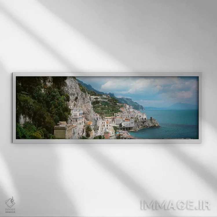 تابلو "ساحل آمالفی، سالرنو، ایتالیا" اثر پانورامیک ایمجز (استودیو عکاسی عریض) - نمای قابدار سفید